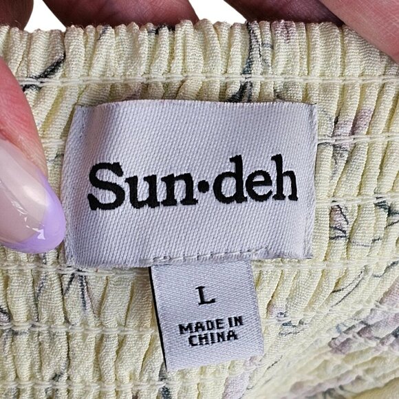 Sunday Best Aritzia Bonnie Bustier White Floral & Butter Yellow Sz L - Picture 12 of 14